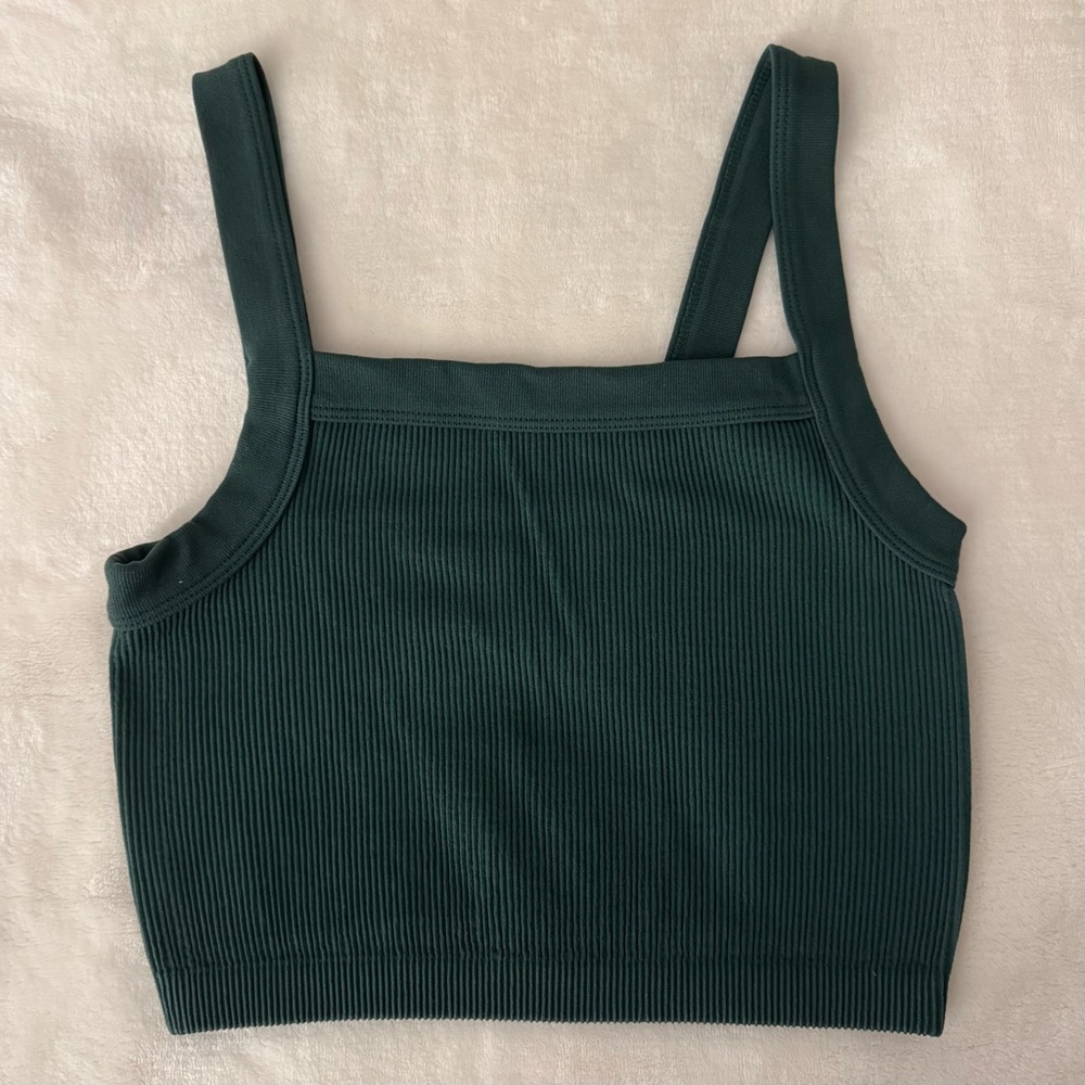 Cotton On - Green Ribbed Cropped Tank Top